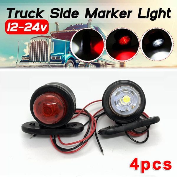 

4pcs universal led red white side marker light outline lamp for suv truck for lorry rvs bus boat trailer clearance 12v/24v