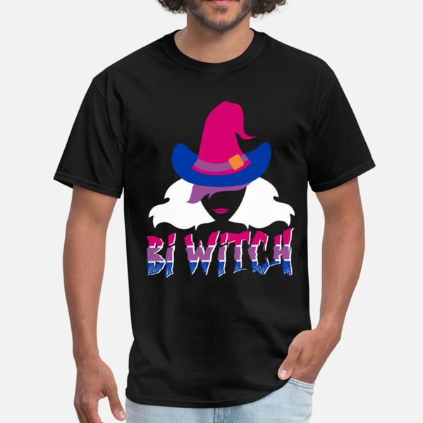 

bi witch bisexual witch pun halloween lgbt women dark t shirt men printing short sleeve o neck formal fit basic spring autumn letters shirt