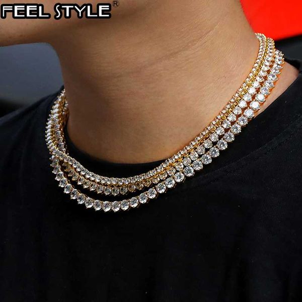 

hip hop 3 prong cz stone 3/4/5/6mm bling iced out gold silver color tennis chain cubic zircon necklaces for men jewelry
