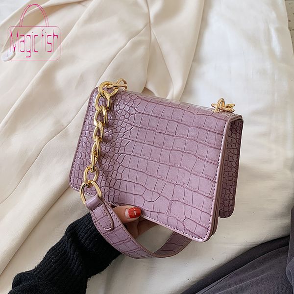 

magic fish retro bag pu leather crossbody bags for women 2020 chain female shoulder handbags mini purses travel cross body bag