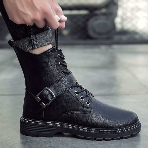 

winter boots men leather krasovki scooter boots botas hombre male zapatos de hombre men shoes casual 2020 footwear, Black