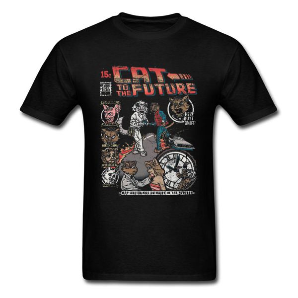 

novelty men's tshirt cat back to the future new group tee-shirt cotton fabric fitness clothing streetwear male 3d