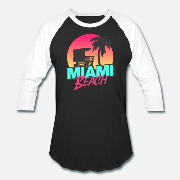 

miami beach t shirt men character 100% cotton round collar gents cute casual spring autumn formal shirt