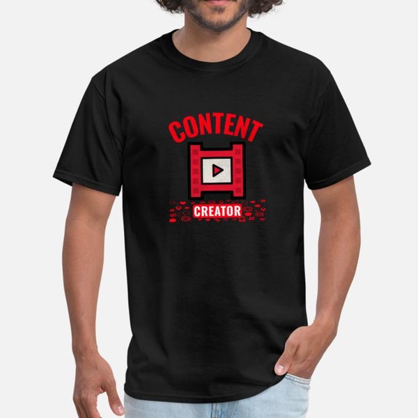 

content creator with icons t shirt men designer 100% cotton s-xxxl slim interesting comical summer style standard shirt