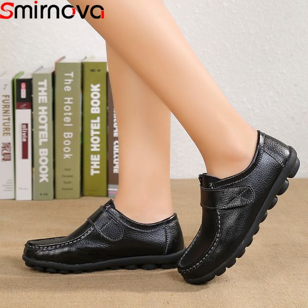 

smirnova 2020 new flats shoes women round toe loafers shoes simple flat with ladies casual women flats big size 34-42, Black