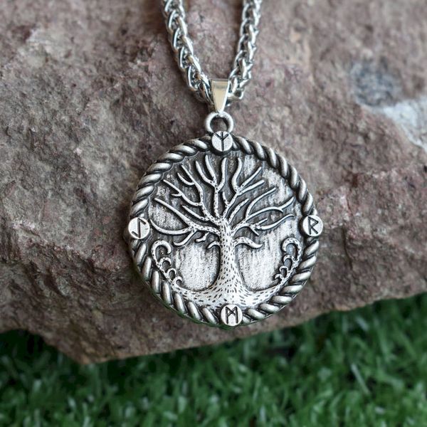 

chains sanlan 12pcs wicca norse viking rune necklace tree of life jewelry, Silver