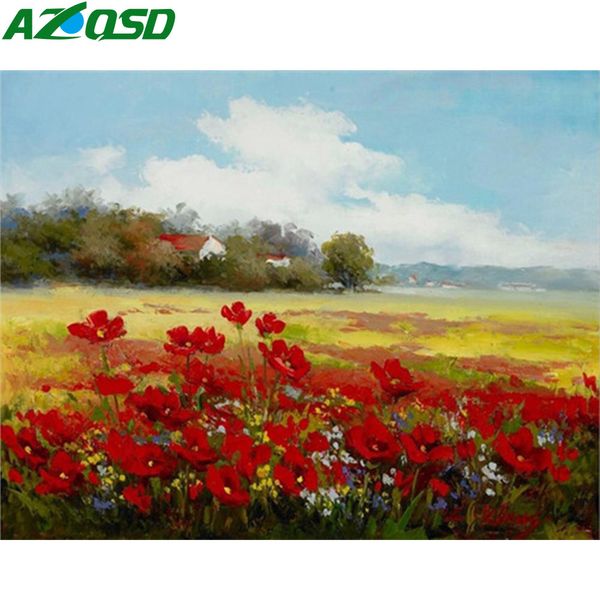 

azqsd paint by numbers пейзаж diy unframe акриловые краски домашнее украшение раскраску by numbers flower on canvas wall art