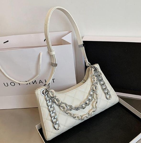 

thick chain design small pu leather shoulder bag ladies 2020 elegant solid color handbag ladies travel white handbag
