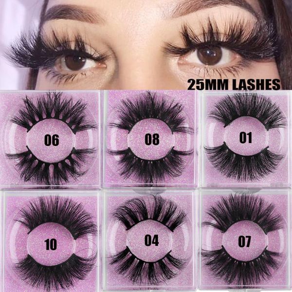 

1 pair 6d 100% mink hair false eyelashes 25mm cross thick long lashes wispy fluffy handmade mink eyelashes extension eye makeup