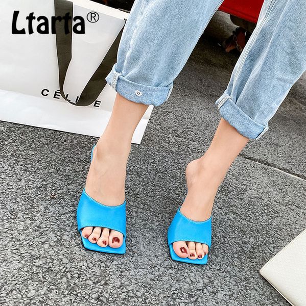 

sandals ltarta 2021 weave women slipper ladies thin high heel sandal open toe slip on summer outdoor slides flip shoe zml, Black