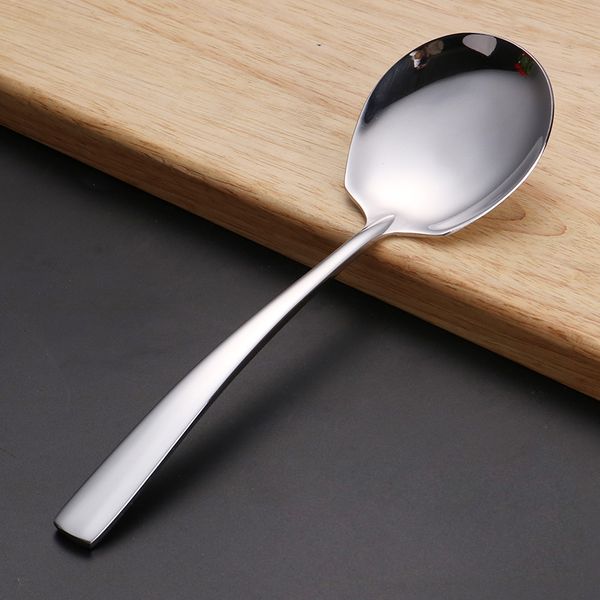 

8.5'' large serving spoon stainless steel buffet rice spoons thickness round soup dinner scoop public cutlery restaurant bar