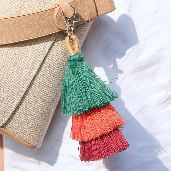 

diy handmade creative pendant national style ornaments fashion bag package pendant cotton tassel key chain ornament accessories, Silver
