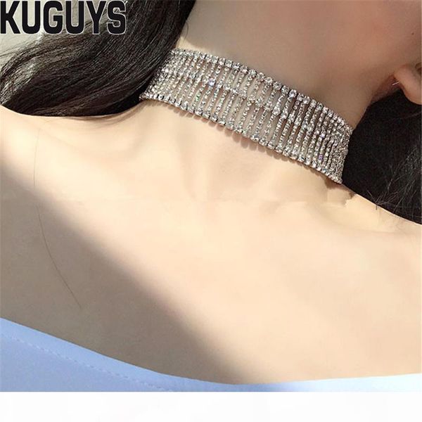

wholesale fashion jewelry silver crystals round wide necklaces women vintage chain delicate metal chokers necklaces accessories, Golden;silver