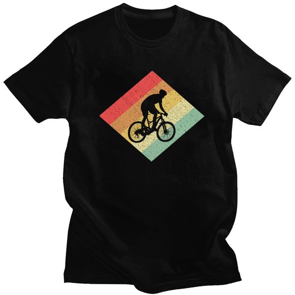 

trendy men's retro vintage 80s mountain biking t shirt short sleeve cotton tshirt leisure mtb bike gift for mountain cyclist tee