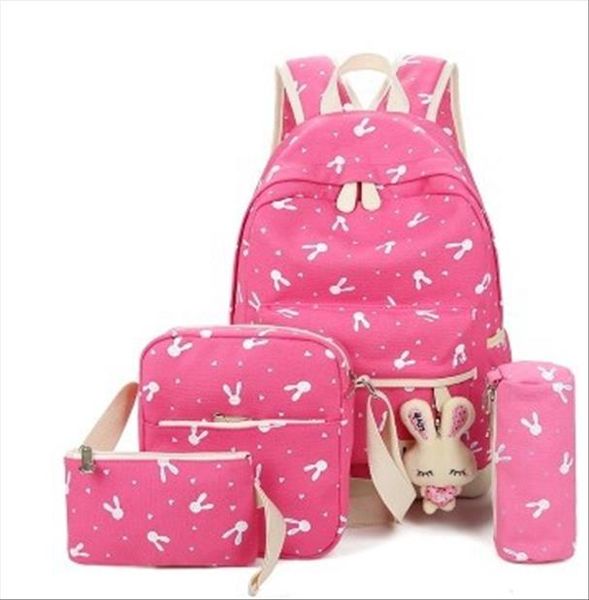 

4 pcs set school bags for teenagers girls schoolbag large capacity ladies women school backpack cute printing student book bags