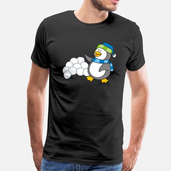 

little penguin with snow balls waving t shirt men designer 100% cotton s-xxxl normal interesting fashion spring autumn outfit shirt