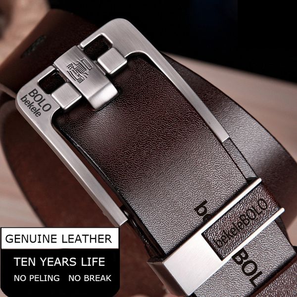 

hi-tie men's cow genuine leather belt luxury vintage metal pin buckle designer belts cowskin strap male for jeans cowboy cintos, Black;brown