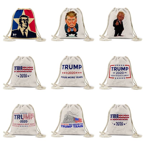 

trump draws rope bag 2020 us presidential election trump printed pattern shopping storage outdoor backpack drawstring pocket kha458
