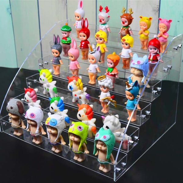 

biqi bubble mart acrylic display stand blind box display stand multi-layer hand show display doll show nail polish rack mx200810, Black