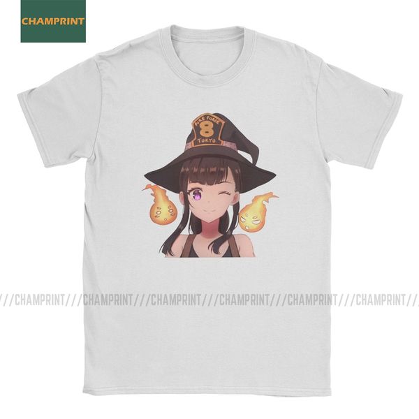 

maki oze enen enen no shouboutai fire force t-shirts men cotton t shirt shinra anime firefighter short sleeve tees plus size