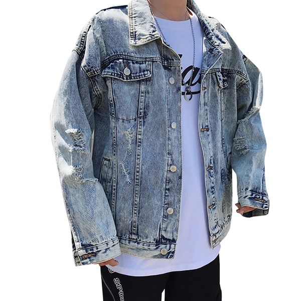 

men's jackets denim jacket long sleeve loose hip hop cotton harajuku, Black;brown