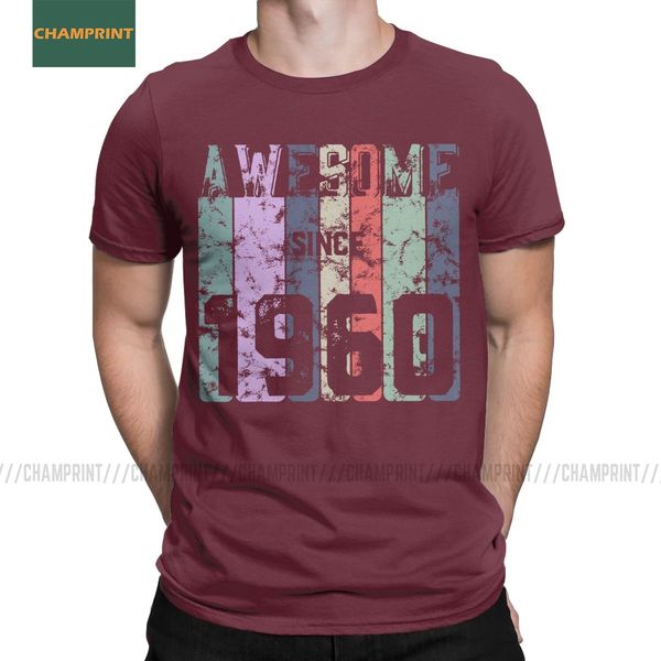 

awesome since 1960 t shirt men's 100% cotton cool t-shirts 60 years old 60th birthday gift tee shirt short sleeve plus size