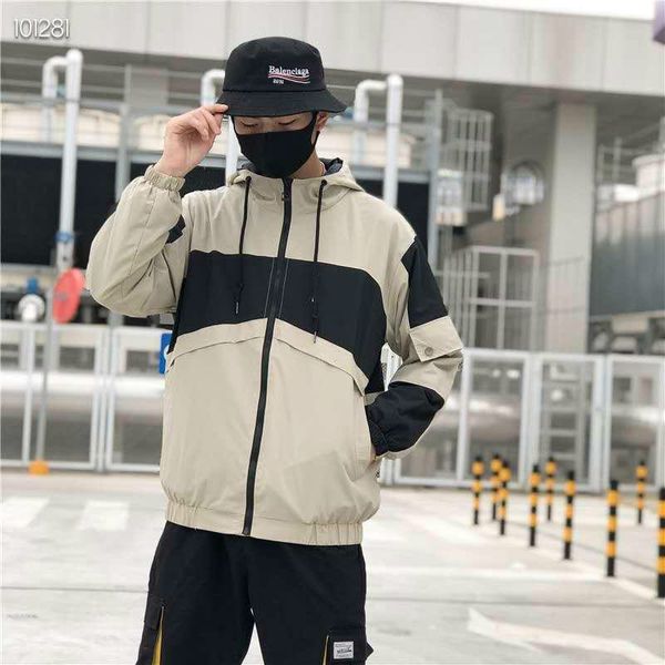

men patchwork bomber jackets windbreaker 2020 mens streetwear hip hop jackets and coats male vintage hooded jackets 8715, Black;brown