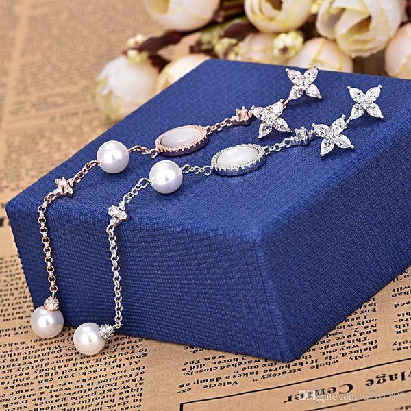 

elegant pearl asymmetrical earrings for ladies fashion tassel long earrings jewelry, Silver