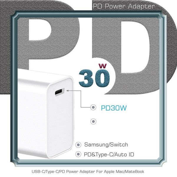 

cgjxsusb c power adapter pd /qc3 .0 30w type -c wall charger for usb -c lap /macbook /xiaomi /samsung