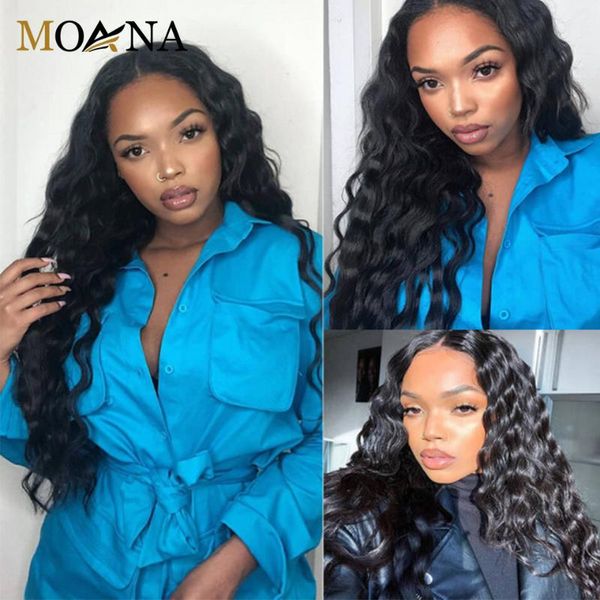 

loose deep human hair lace frontal wigs curly lace front human hair wigs 150% density pre-plucked black women 4x4 wig, Black;brown