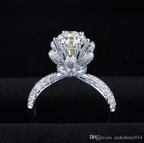 

2017 new luxury jewelry 6mm round cut z 925 sterling silver cz diamond solitaire wedding engagement women band ring gift size 5-11