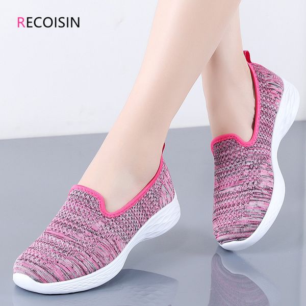 

recoisin 2020 new fashion women shoes breathable mesh summer loafers shoes woman casual slip-on ladies ballerina flats, Black