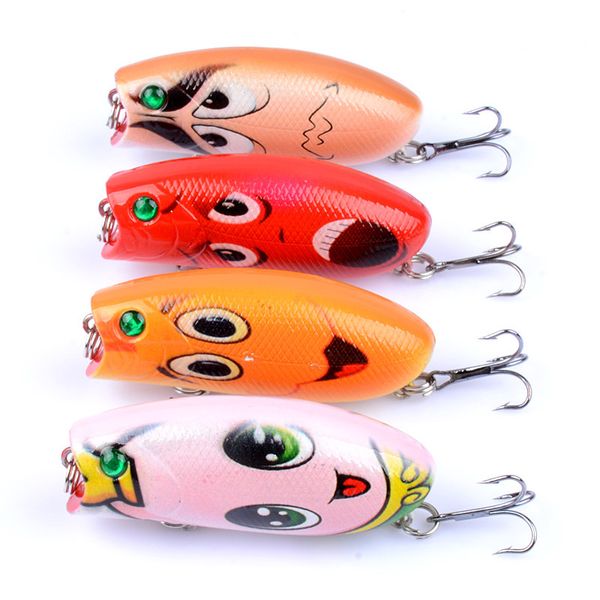 

4pcs/lot 6cm/10.4g painted fishing lure set bass pike trout lure hard bait artificial wobblers freshwater fishing bionic cute popper lure