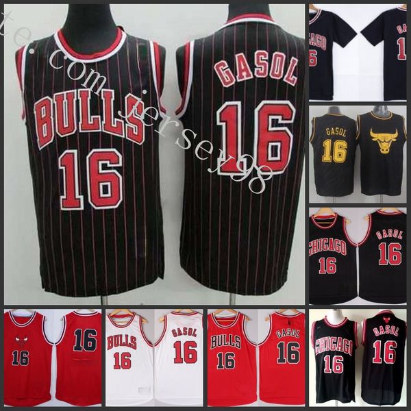 

chicago bulls black #16 pau gasol green nba men red jersey