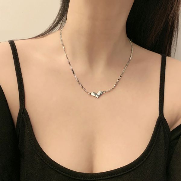 

925 silver women necklaces s925 heart-shaped carving necklaces diy anti-allergic women valentine's day gift