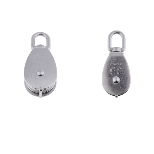 

2x 50mm single sheave pulley block with swivel eye stainless steel