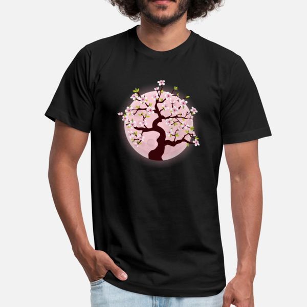 

cute pink moon sakura flowers tokyo japanese t shirt men gift 100% cotton round collar fit gift new style summer normal shirt
