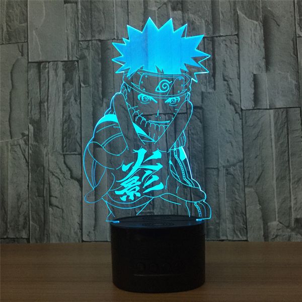 

3d лампа аниме наруто саске led night light фигурку 7 цветов сенсорный стол свет украшения optical illusion y200811