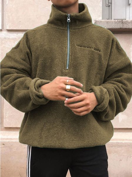 

e-baihui 2020 european and american new autumn and winter zipper sweater, temperament solid color men's sweater sp544315839, Black