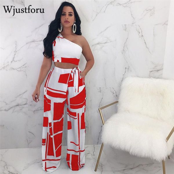 

wjustforu new print bodycon elegant jumpsuit women bandage off shoulder jumpsuit wide leg pant casual female, Black;white