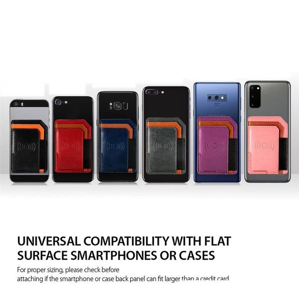 

car magnetic universal leather stick on wallet cash id credit card holder for iphone samung models back phone card slot 3m sticker skin case