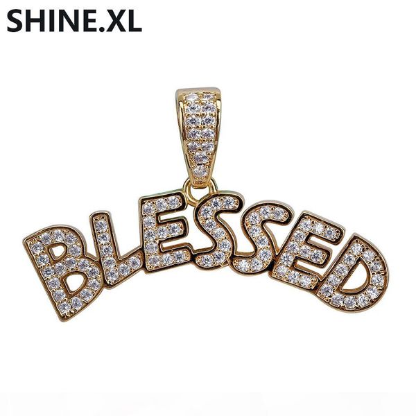 

custom letter blessed pendant necklace gold silver iced out full lab diamond hip hop jewelry for men women