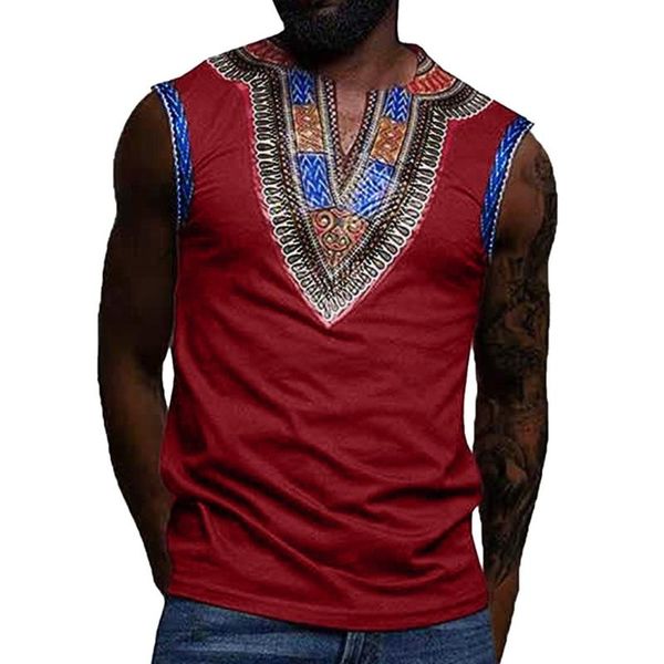 

2020 hip personality tank men ethnic style print summer vest male sleeveless shirt silm fit camiseta sin manga hombre 1#, White;black
