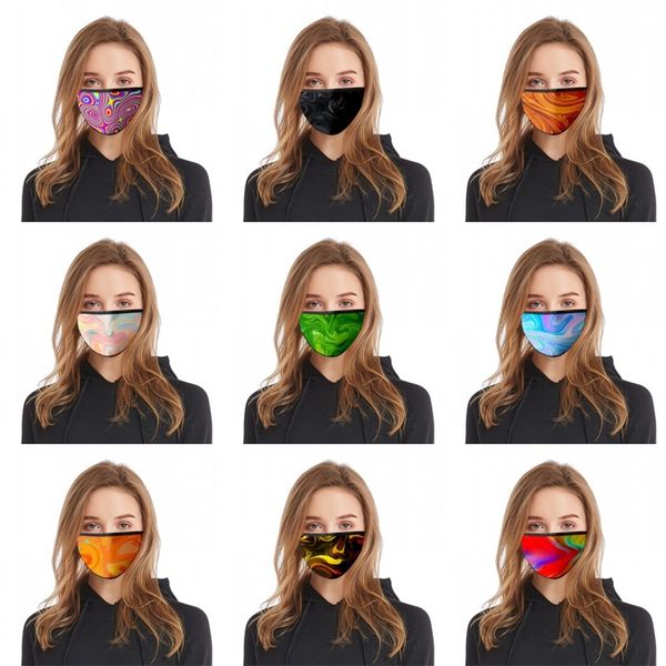 

graduated colors printed cotton face masks gauze reusable mascarilla fashion anti pm 2.5 breathable respirator ladies kid washable 2 6bla c2, Black