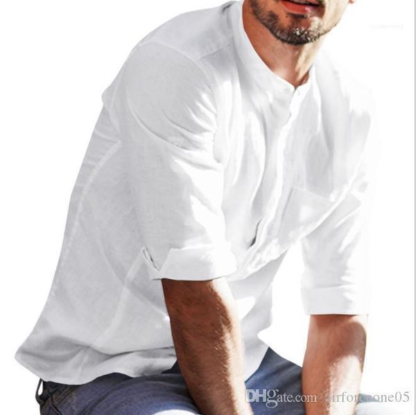 

spring new shirts solid linen thin breathable casual fashion gentle casual shirts clothes mens, White;black