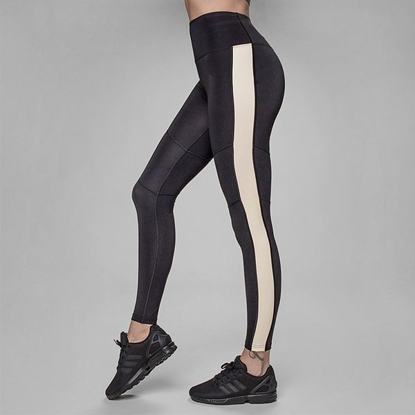 

zc-52 women yoga pants splicing push up hip high elastic fitness sport leggings slim running tights sportswear trousers, White;red