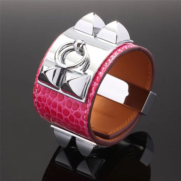

hot sale H pink snake tiger alligator leather bangles classic punk wild bracelet belt buckle wristlet broad bangles