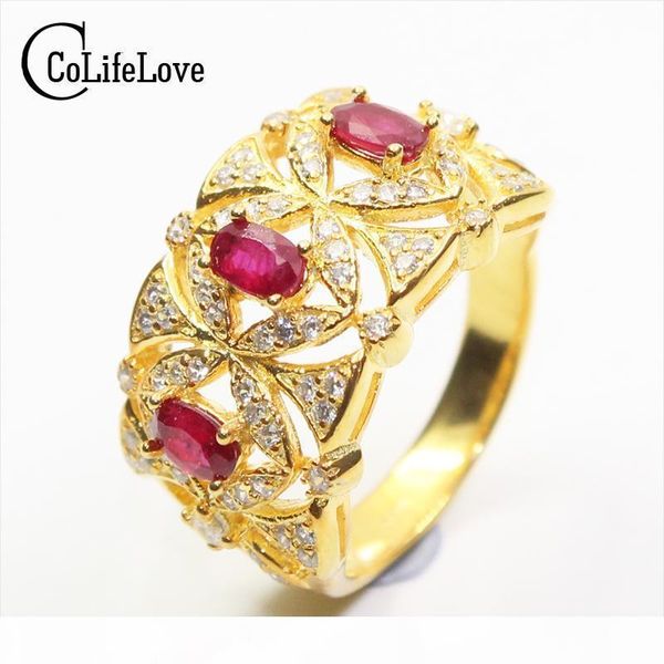 

100% natural ruby ring for party 3*5mm africa ruby silver ring vintage 925 silver ruby ring gift for woman