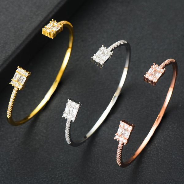 

missvikki luxury noble open bangle for women bridal wedding engagement party show jewelry full cz fashion bracelet accessories, Black