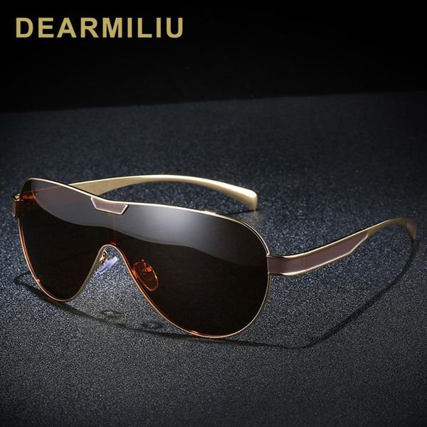 

dearmiliu new retro men's polarized sunglasses men driving pilot one lens oversized sun glasses uv400 gafas de sol shades women, White;black